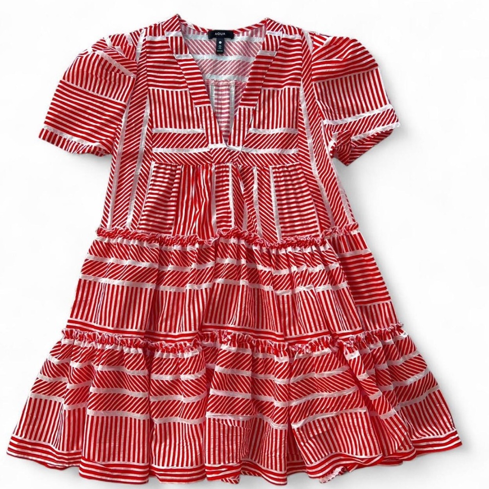 Aqua red and white summer dress